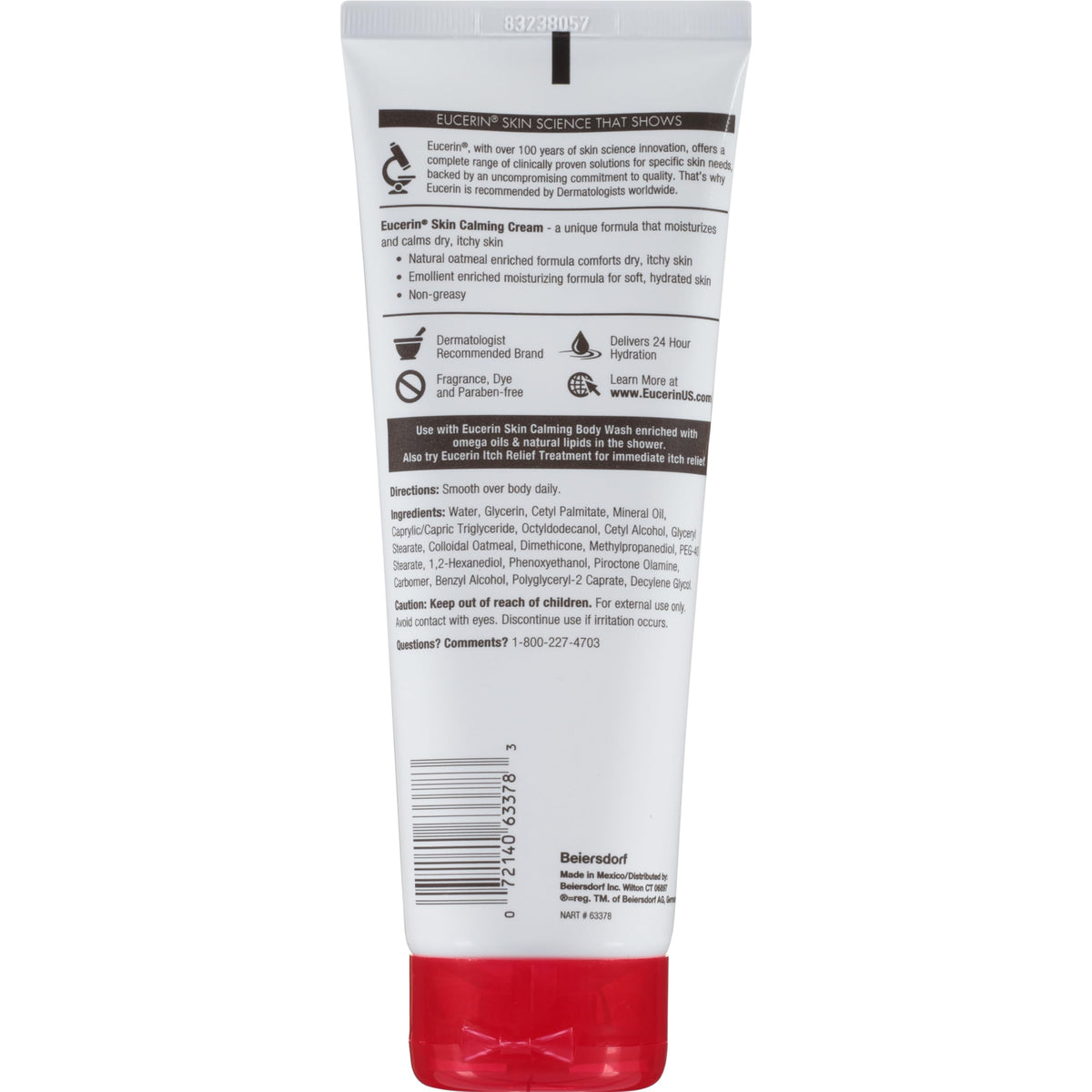 Eucerin Skin Calming Cream in bathroom setting for daily routine ease