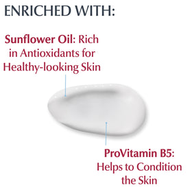 Texture swatch of Eucerin lotion showing lightweight absorption benefit