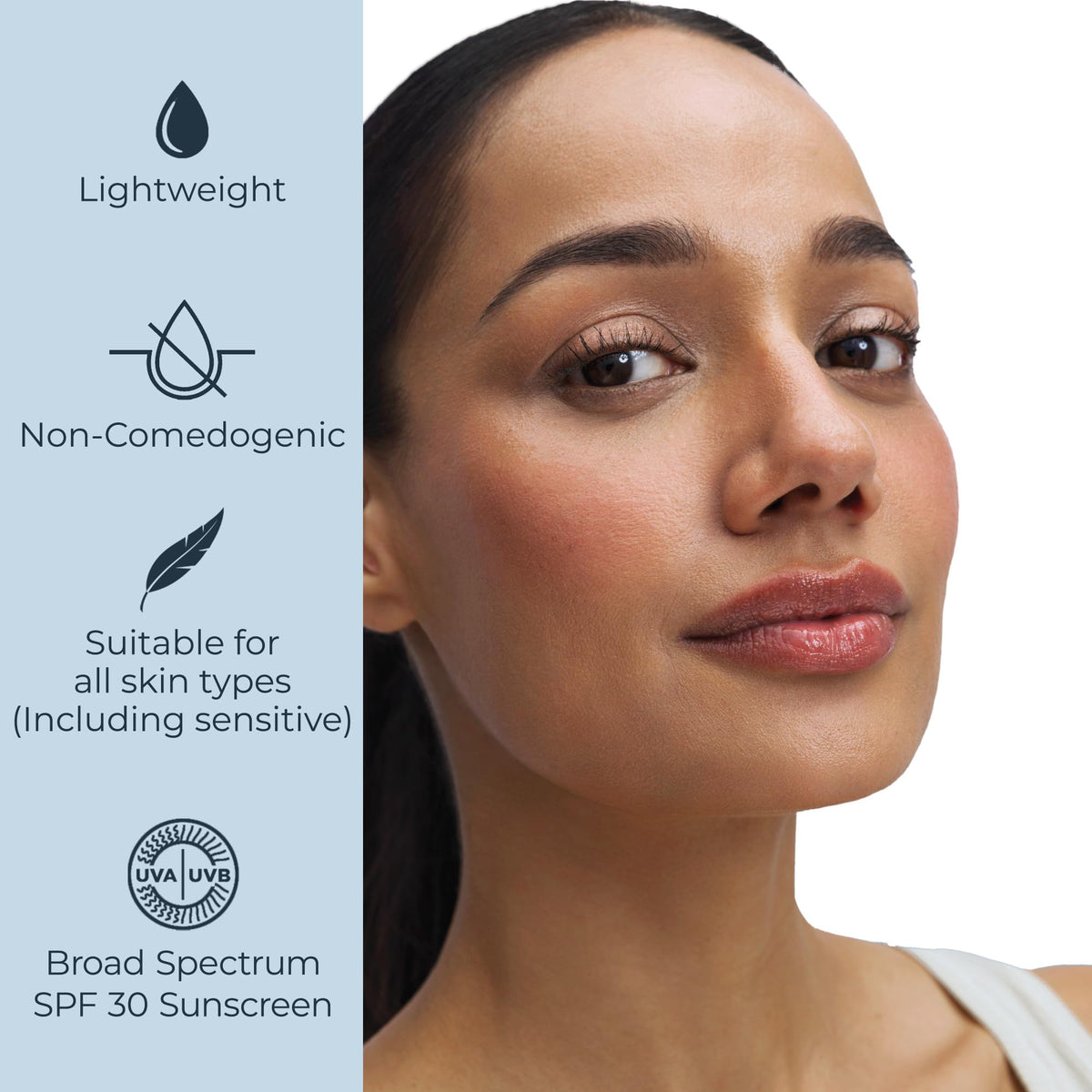Eucerin moisturizer applied to cheek shows visible smoothing hydration