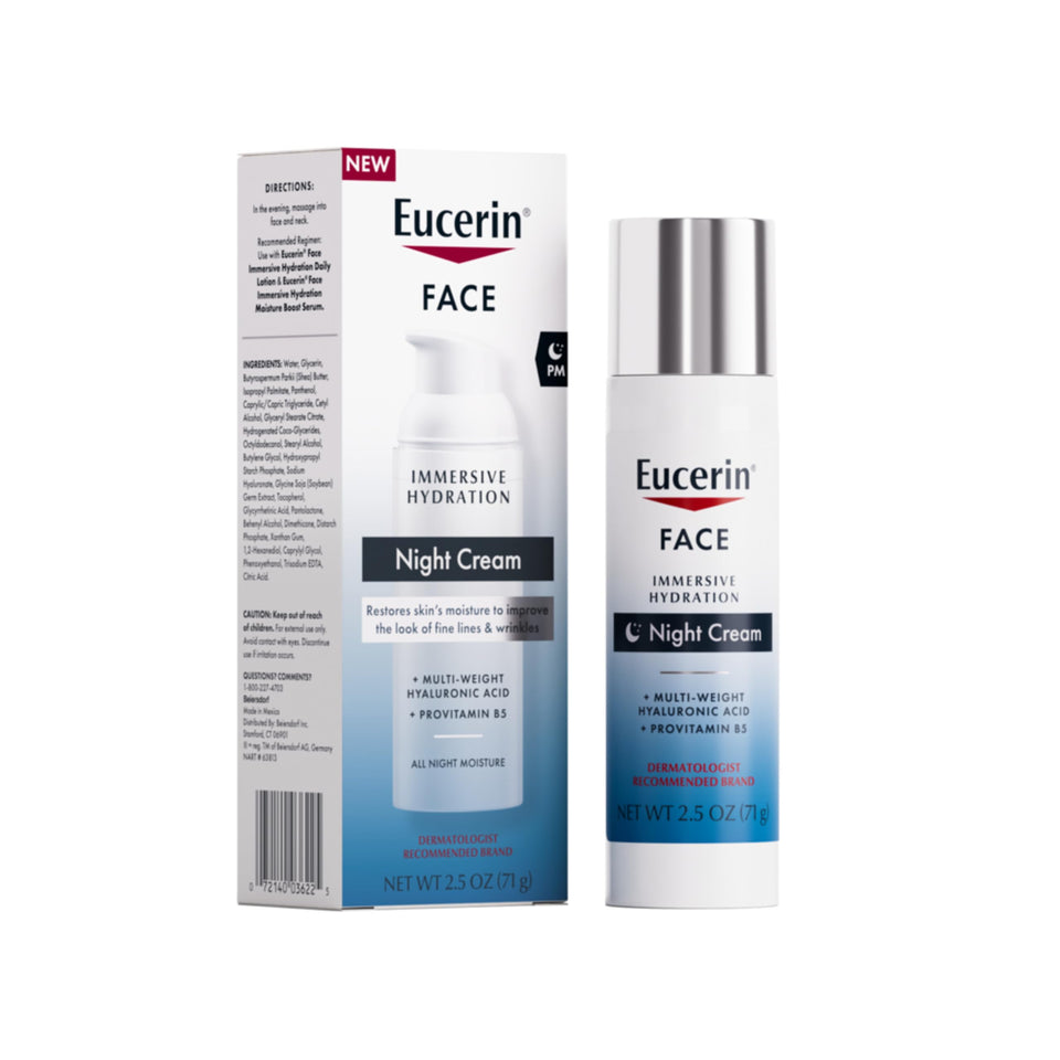 Eucerin bottle front view showing clean packaging and product benefit