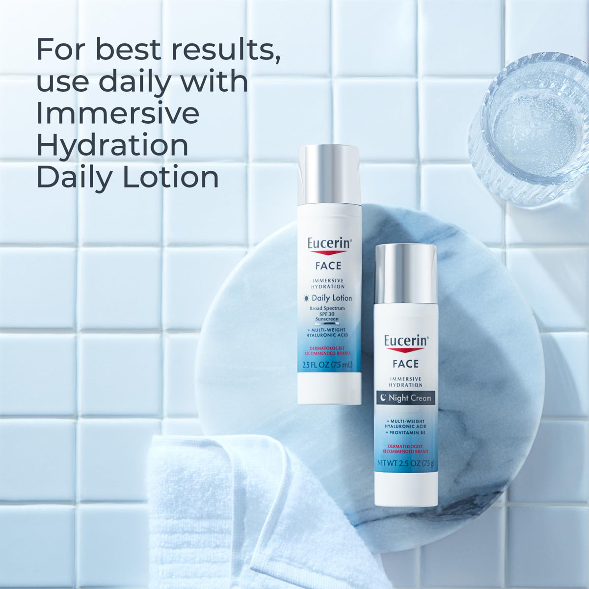 Eucerin label close-up displaying active ingredients and fragrance-free claim