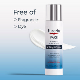Eucerin bottle next to ruler showing 2.5 oz size for scale