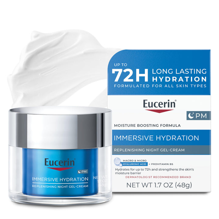 Eucerin night gel front jar showing clean packaging and lightweight benefit