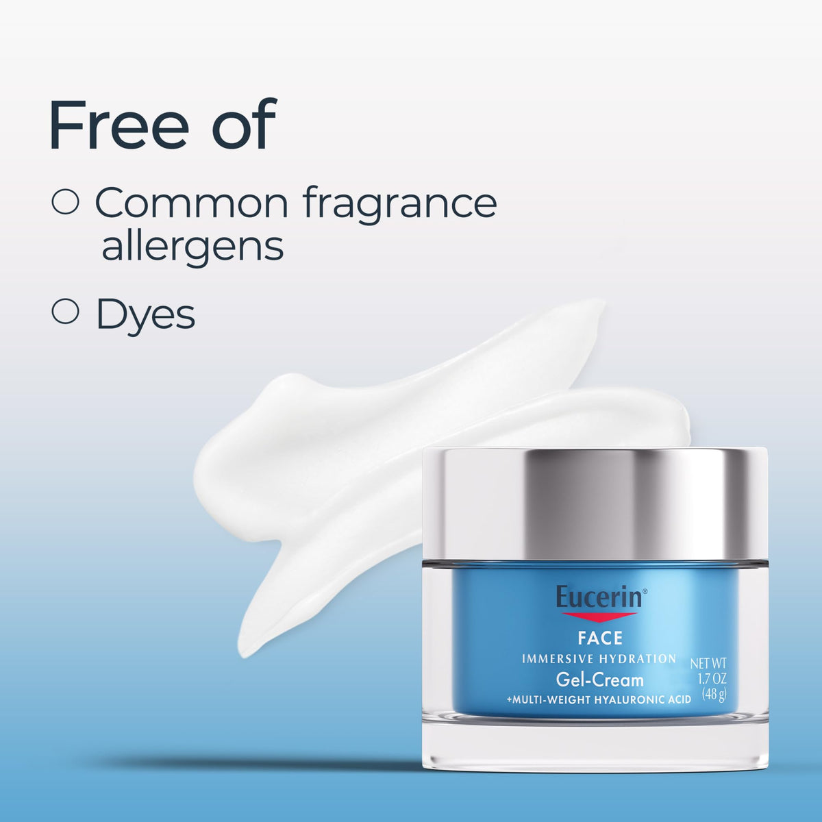Eucerin night gel next to matching serum and lotion for routine synergy benefit