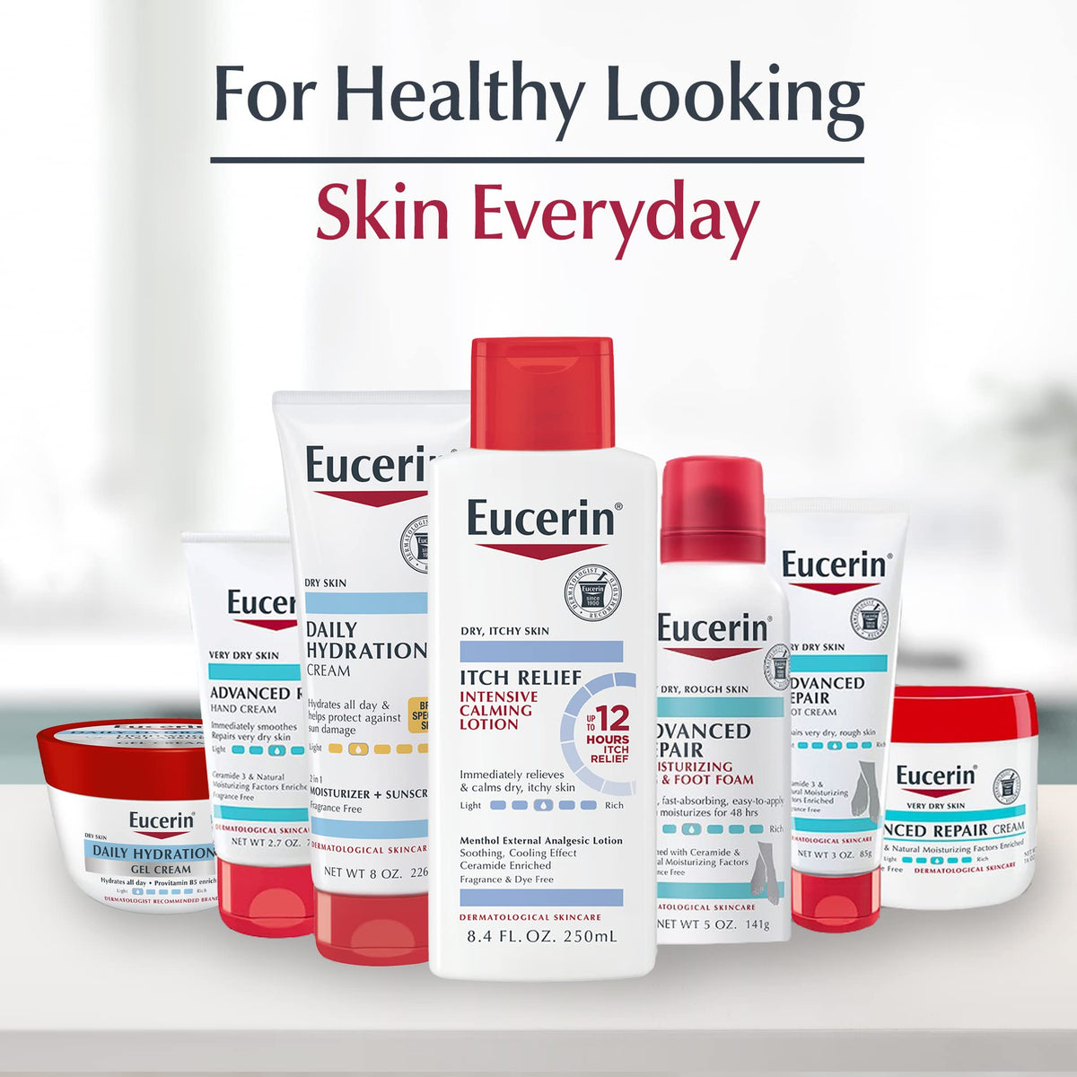 Open Eucerin tube dispensing cream to demonstrate easy, non-greasy application