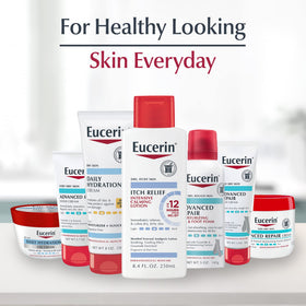 Open Eucerin tube dispensing cream to demonstrate easy, non-greasy application