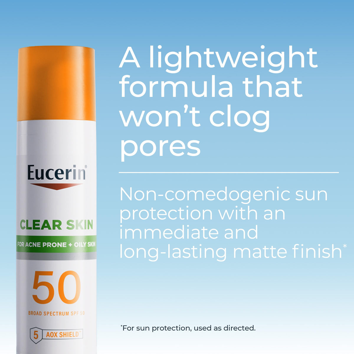 Eucerin pump dispensing sunscreen to demonstrate hygienic application and precise dosing