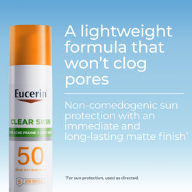 Eucerin pump dispensing sunscreen to demonstrate hygienic application and precise dosing