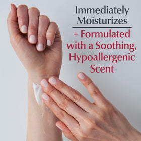Eucerin pump dispenser closeup demonstrating easy one‑hand use