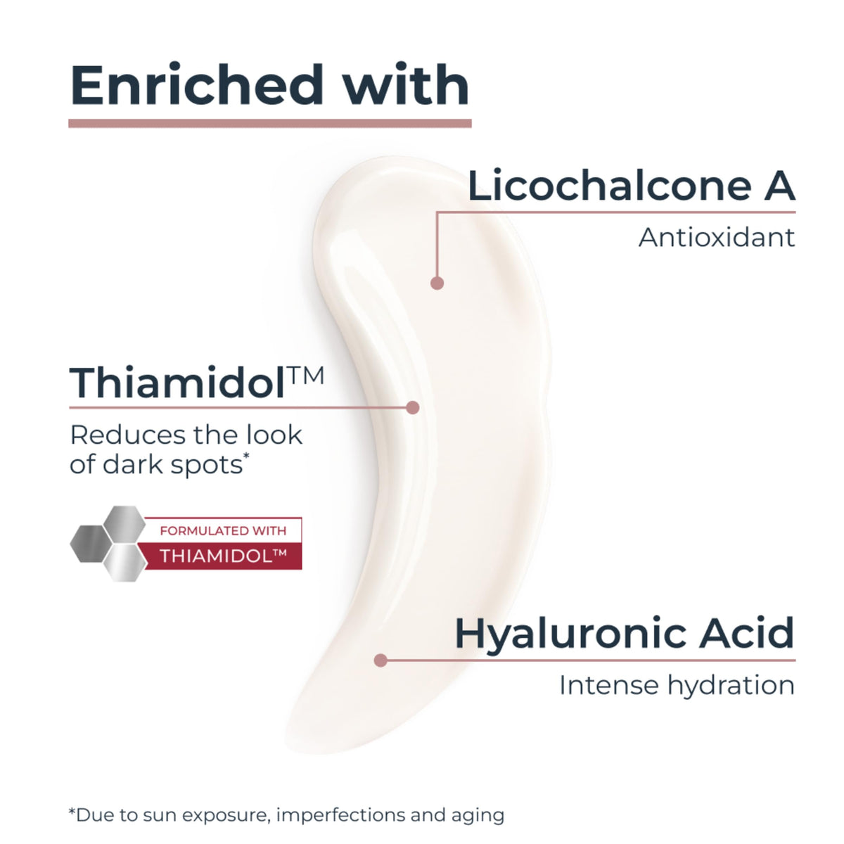 Back label of Eucerin Radiant Tone tube revealing ingredient list and usage guidance benefit