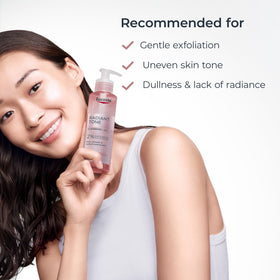 Eucerin bottle on bathroom counter as part of daily skincare routine for convenience