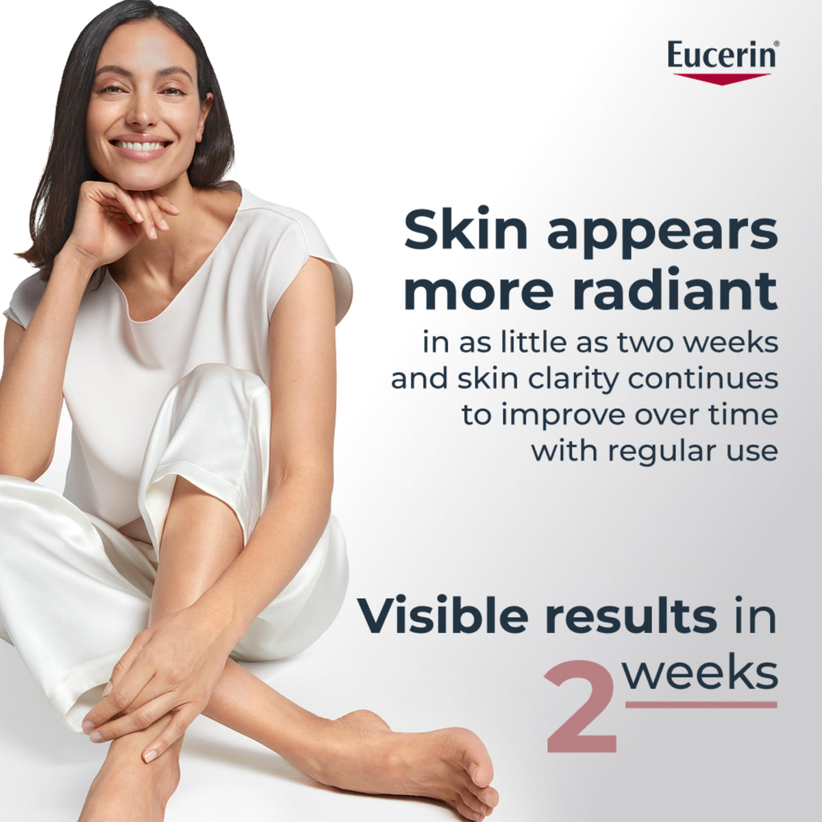 Close-up of Eucerin label highlighting Thiamidol and key ingredients for trust