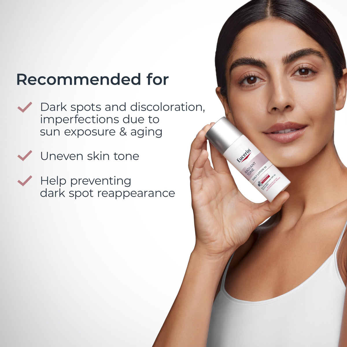 Eucerin bottle outdoors showing SPF protection benefit during daily sun exposure