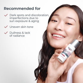 Eucerin styled before and after scene suggesting improved radiance over time