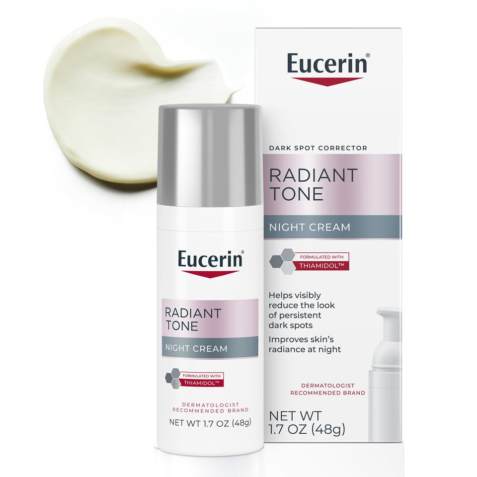 Eucerin bottle front view showing product and branding for easy identification