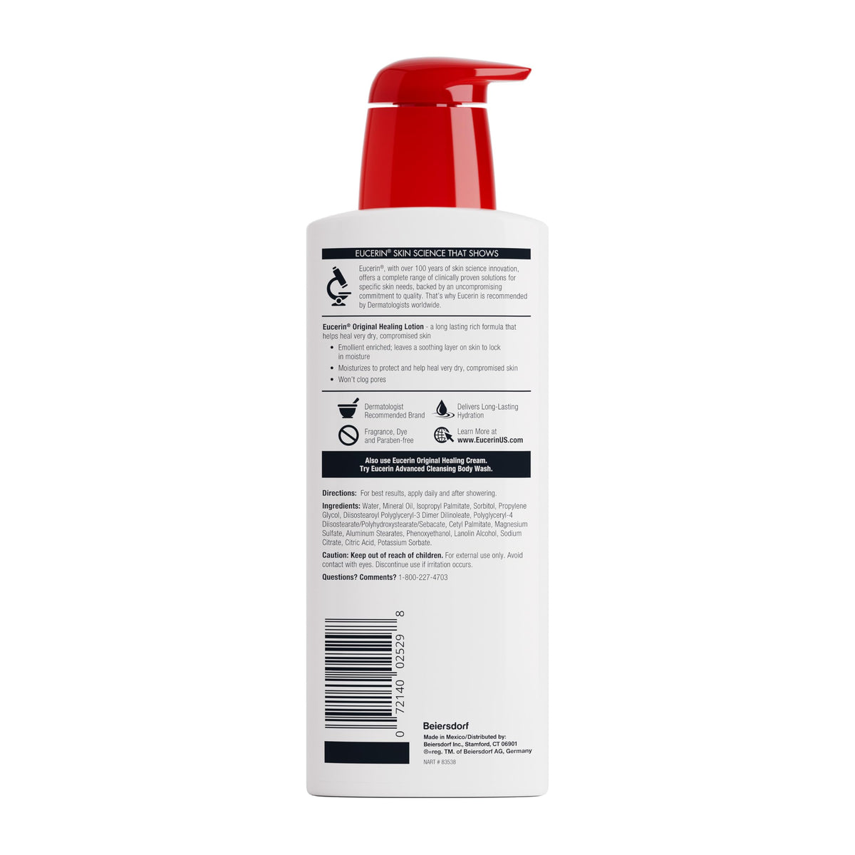 Eucerin rich lotion texture close-up demonstrating moisturized skin benefit