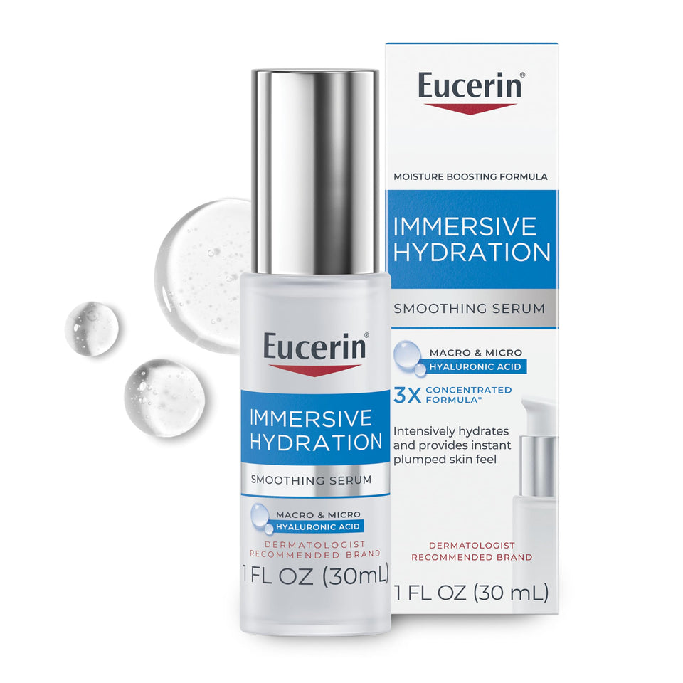 Eucerin bottle front view showing compact hyaluronic serum and brand clarity
