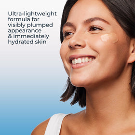 Eucerin night routine scene with serum and night cream showing replenishing evening care benefit