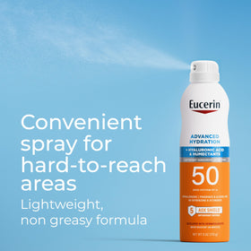 Eucerin clear-drying finish on arm showing invisible protection and hydrated look