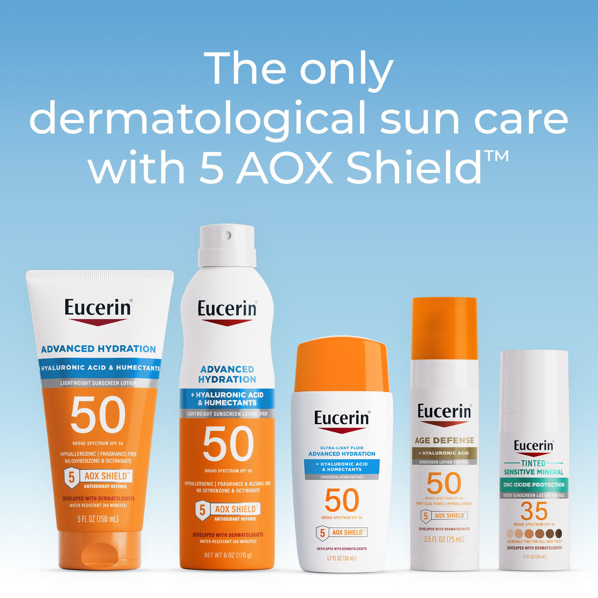 Eucerin label close-up emphasizing hypoallergenic formula benefits