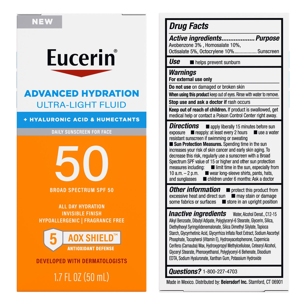 Eucerin open cap detail showing portable daily sunscreen convenience