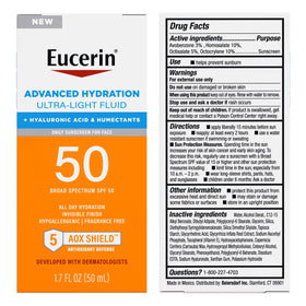 Eucerin open cap detail showing portable daily sunscreen convenience