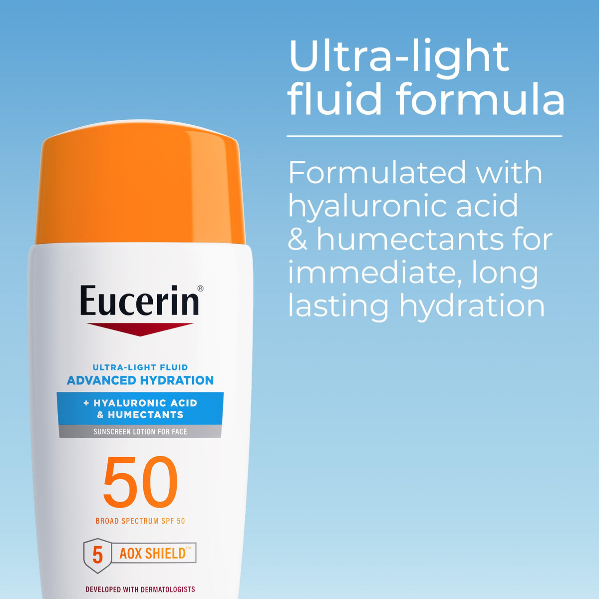 Eucerin silky sunscreen texture close-up for quick absorption