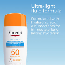 Eucerin silky sunscreen texture close-up for quick absorption