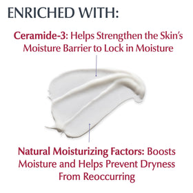 Eucerin lotion texture swipe illustrating fast absorption and smoothness