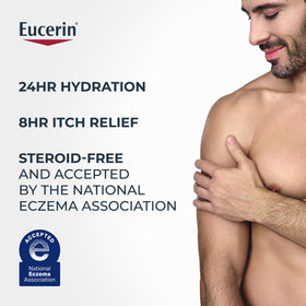 Eucerin wash texture on hand demonstrating mild cleansing and soothing