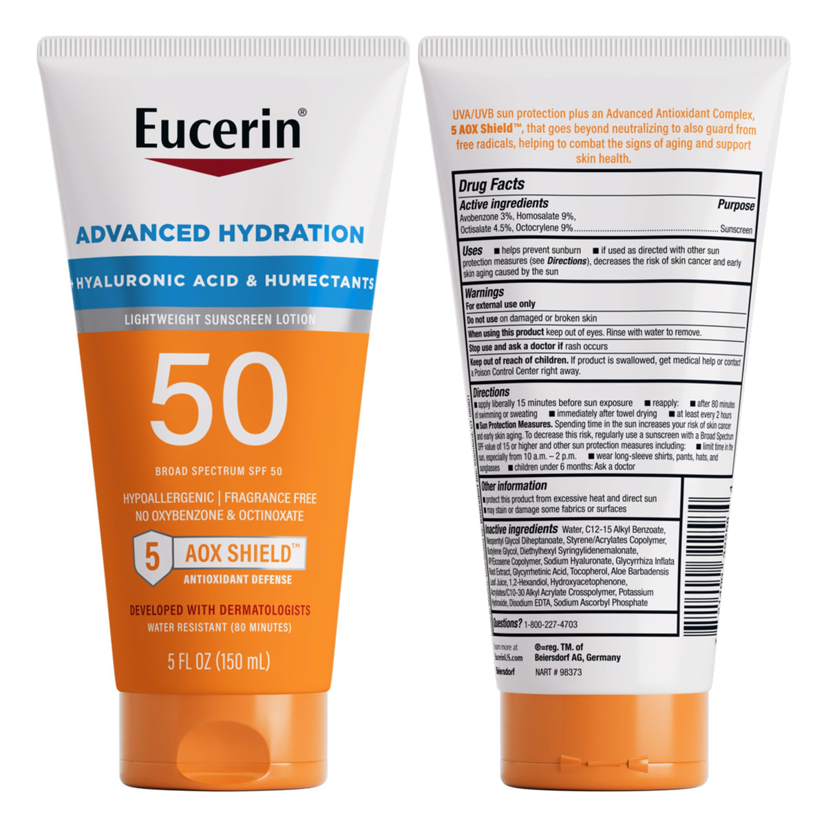 Eucerin splash demonstrating water resistance up to 80 minutes benefit