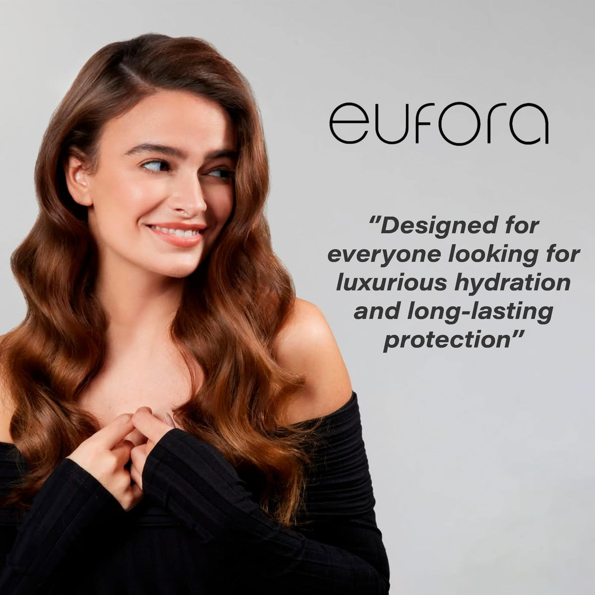 Eufora label closeup highlighting ingredients and professional quality benefit