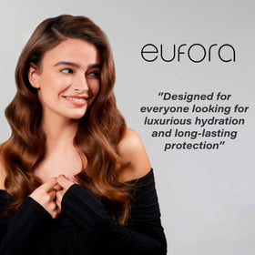 Eufora label closeup highlighting ingredients and professional quality benefit