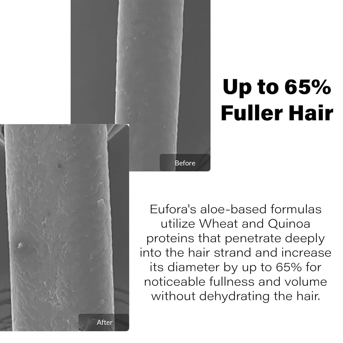 Eufora conditioner creamy texture close-up illustrating lightweight slip for detangling