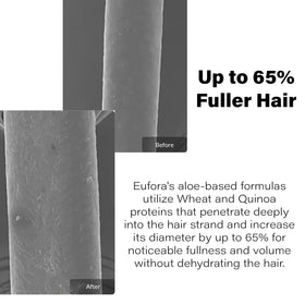 Eufora conditioner creamy texture close-up illustrating lightweight slip for detangling