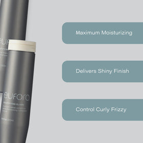 Eufora in bathroom while applying conditioner showing effortless styling benefit