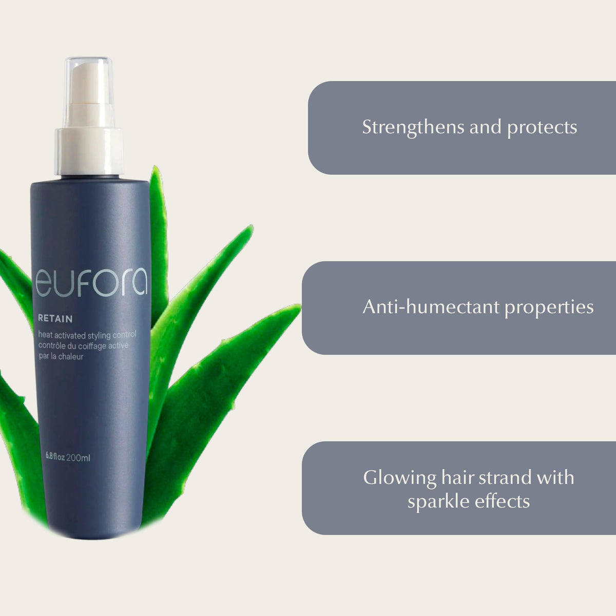 Eufora retain in use blowdry styling showing brand helping create smooth blowout finish
