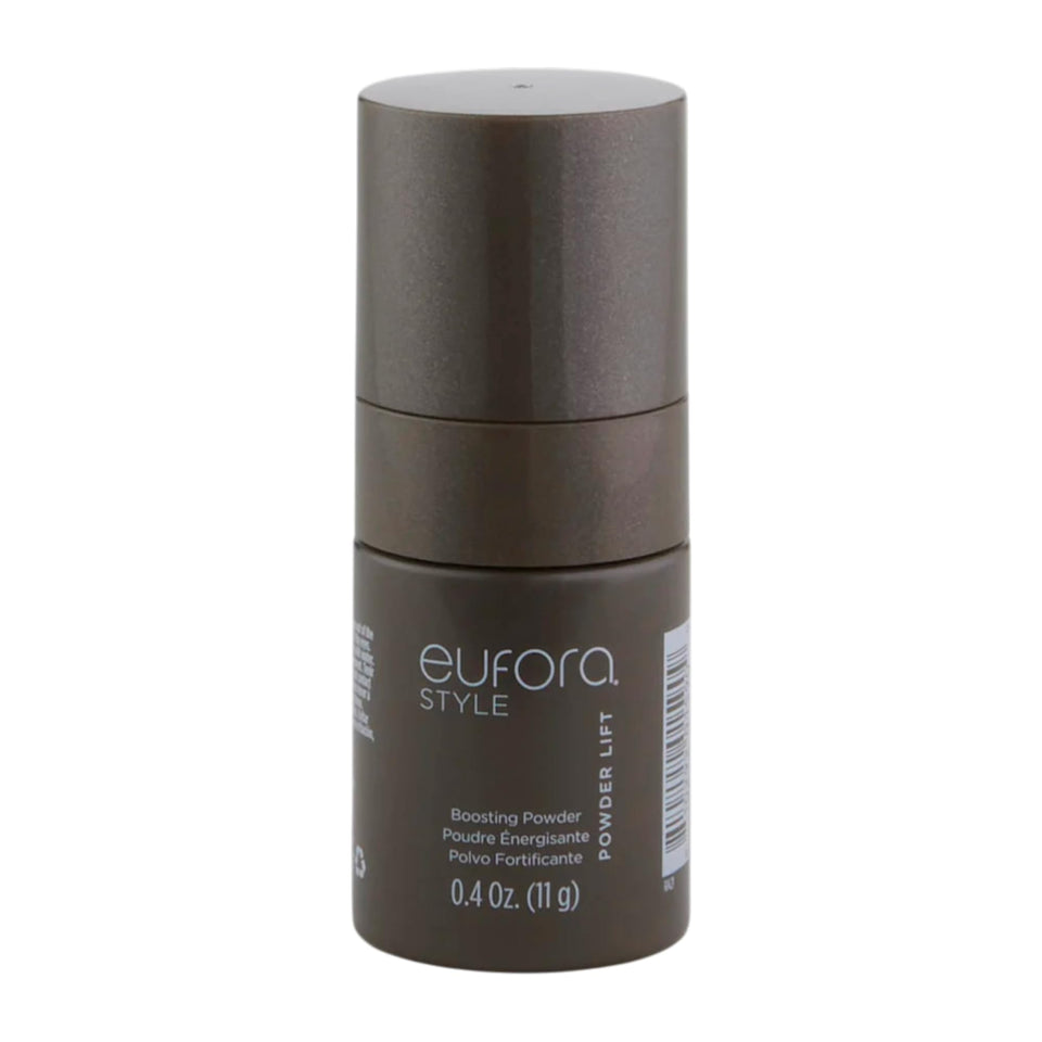 Eufora styling powder front packaging showing compact size and travel-ready benefit