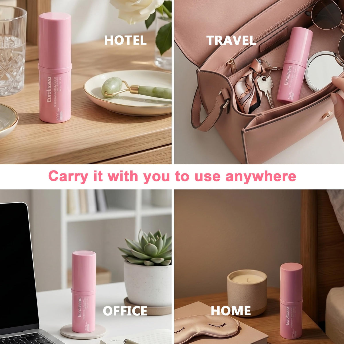 Euralissea balm next to coin showing compact travel-friendly size