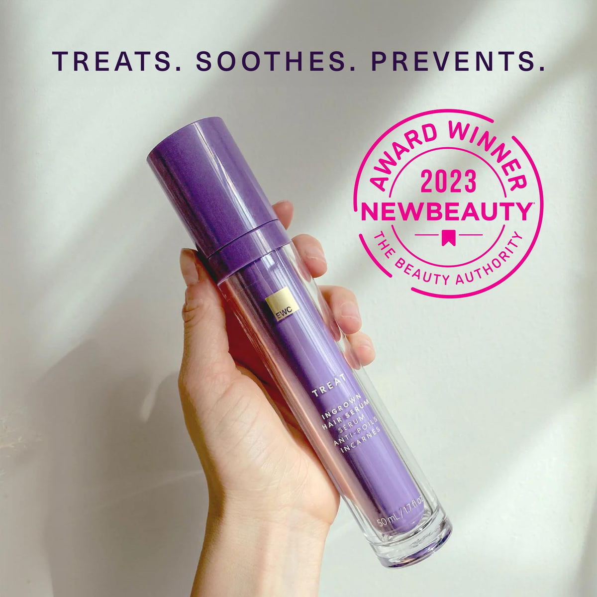 European Wax Center serum on bathroom vanity showing easy daily aftercare routine benefit