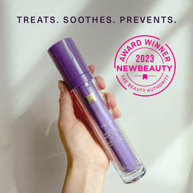 European Wax Center serum on bathroom vanity showing easy daily aftercare routine benefit