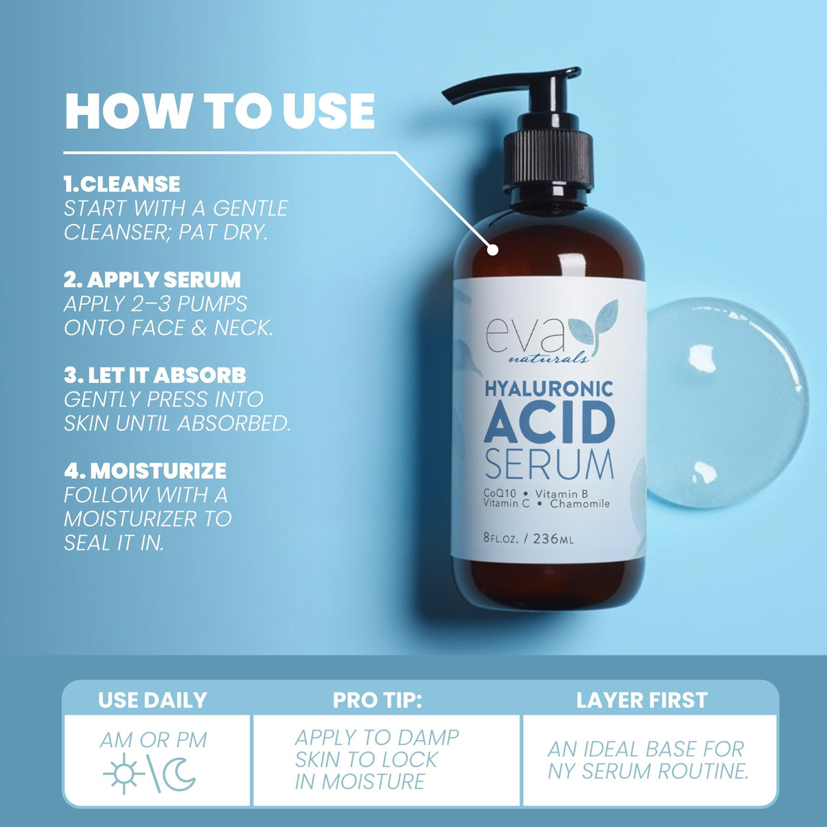 Eva Naturals 8 oz bottle size comparison showing value and generous volume