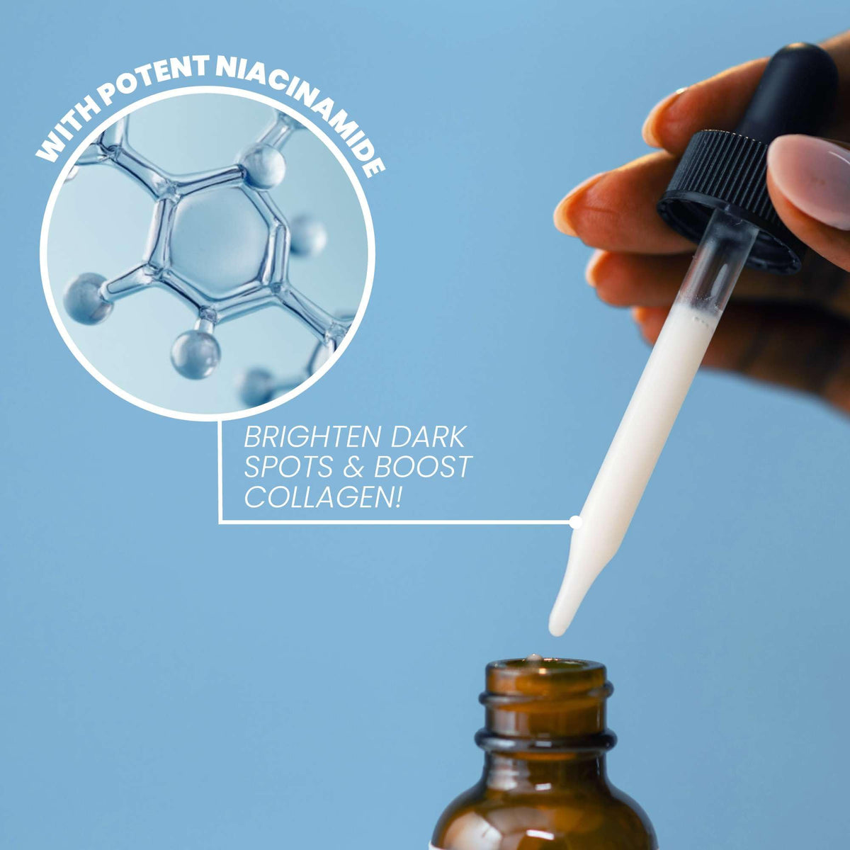 Eva Naturals applying serum to face and neck for improved hydration