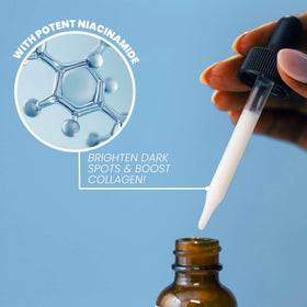 Eva Naturals applying serum to face and neck for improved hydration
