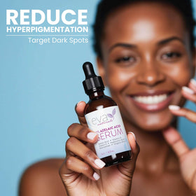 Eva Naturals label view listing azelaic, niacinamide, hyaluronic