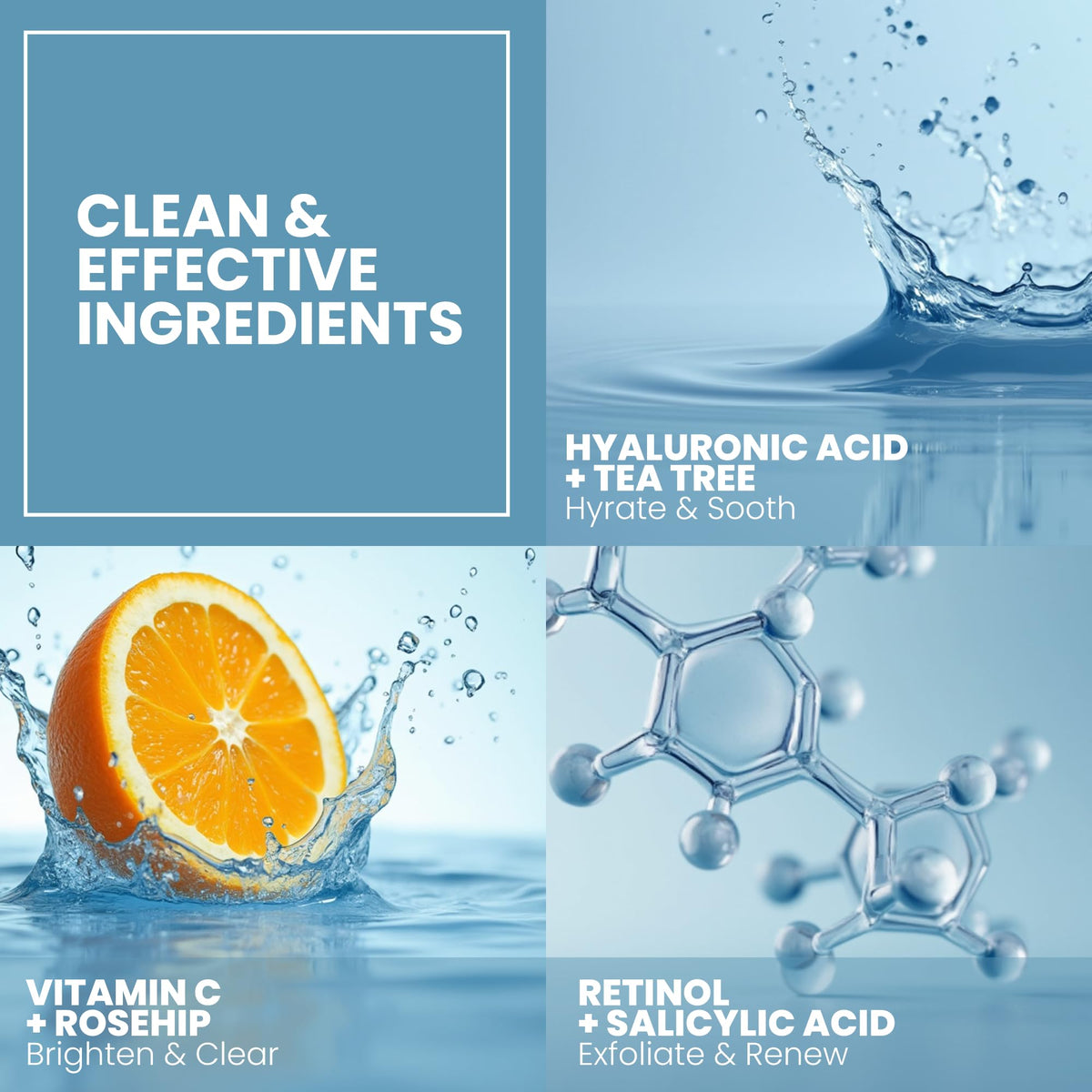 Eva Naturals before and after illustration showing improved tone and fewer spots benefit
