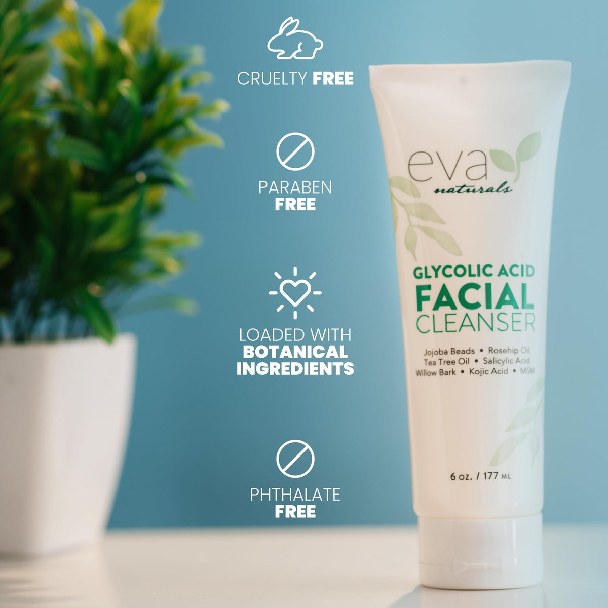 Eva Naturals before and after skin suggesting clearer, smoother complexion