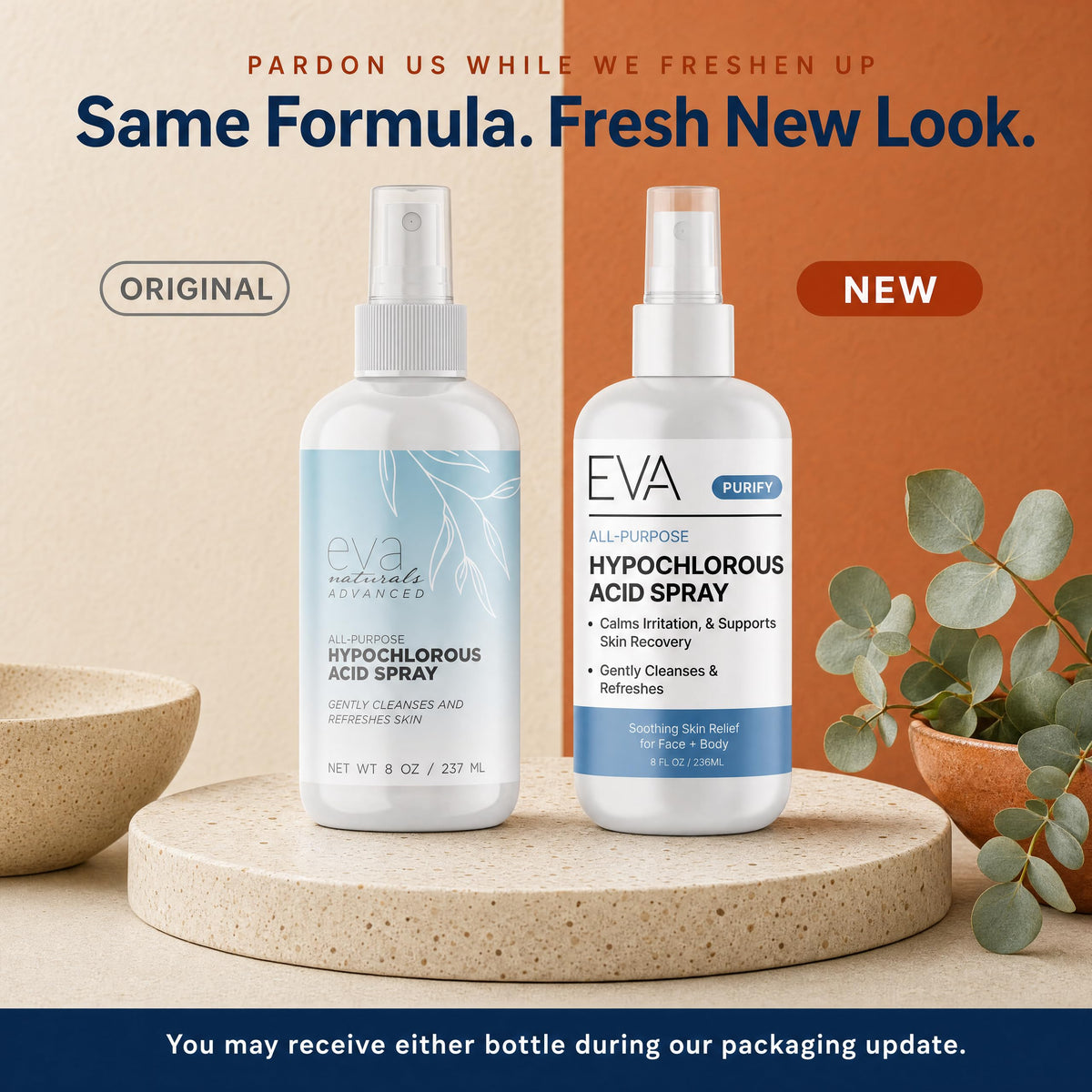 Eva Naturals close-up nozzle mist delivering even spray for quick refresh