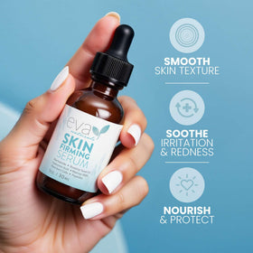 Eva Naturals dropper with serum texture demonstrating lightweight absorption