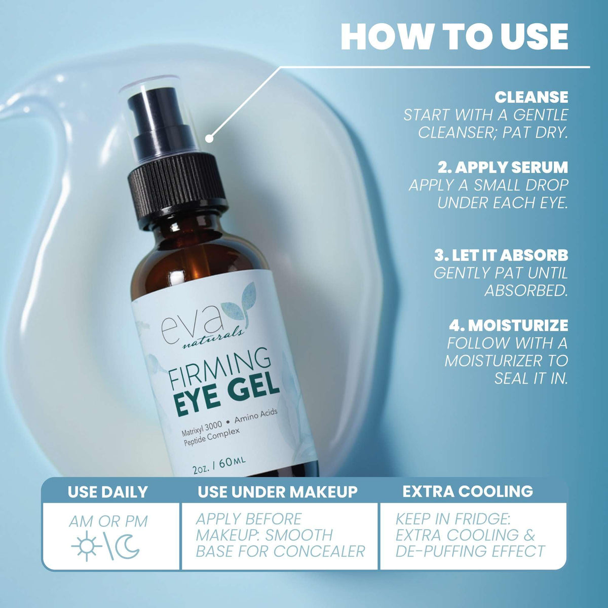 Eva Naturals pump dispensing gel for convenient precise application